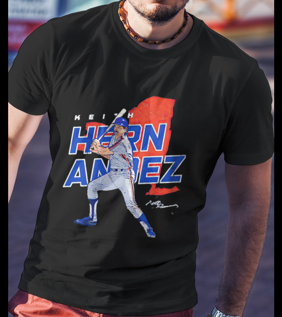 Keith Hernandez New York Player Signature Map T-Shirt