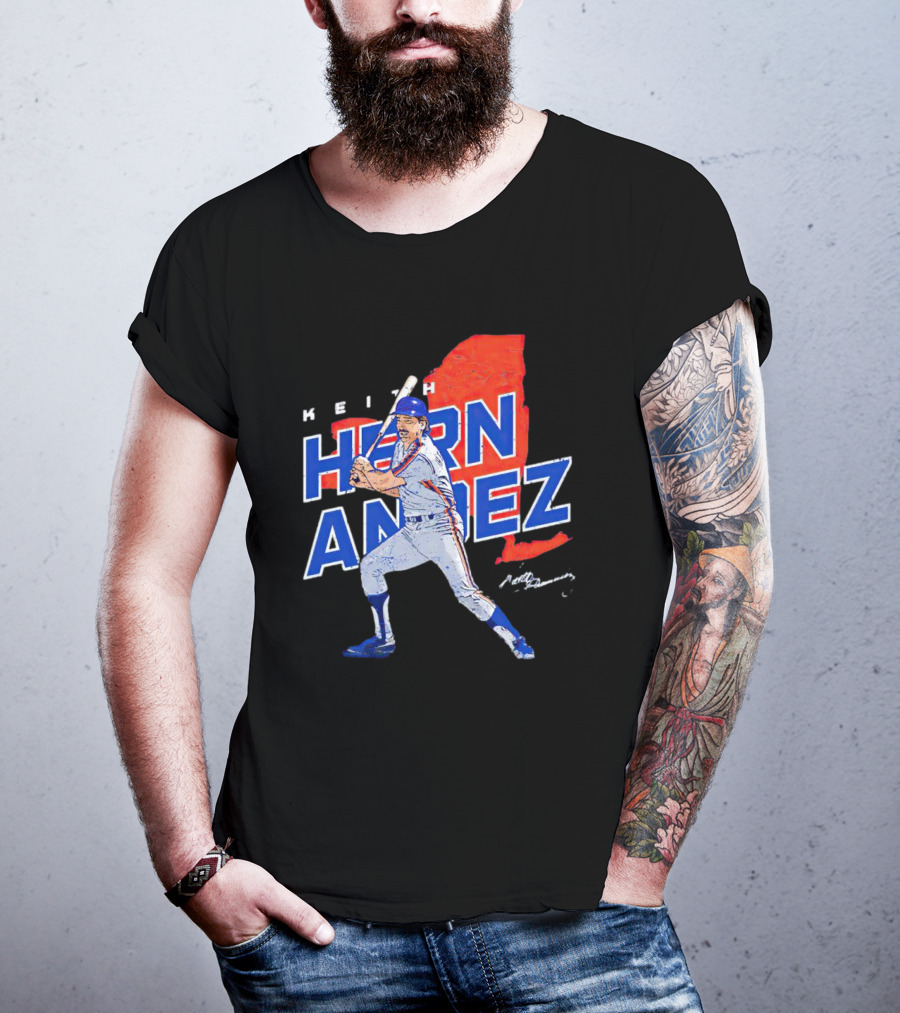 Keith Hernandez New York Player Signature Map T-Shirt