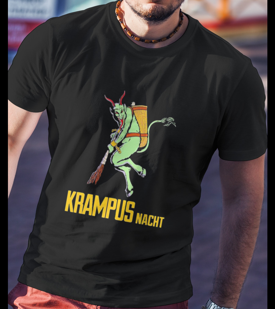 KRAMPUS NACHT Vintage Green Demon With Basket And Birch Bundle T-Shirt