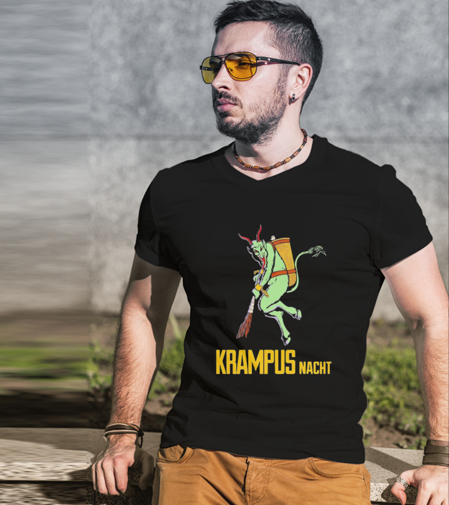 KRAMPUS NACHT Vintage Green Demon With Basket And Birch Bundle T-Shirt