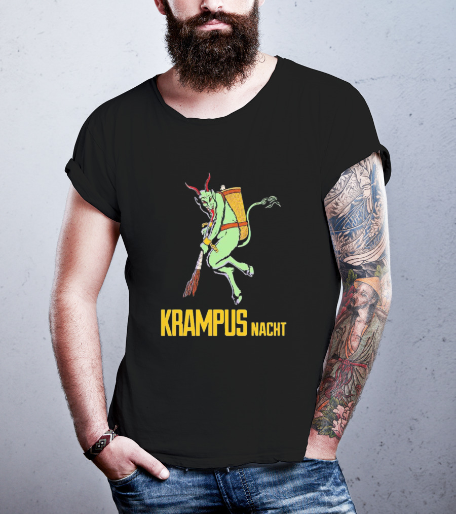 KRAMPUS NACHT Vintage Green Demon With Basket And Birch Bundle T-Shirt