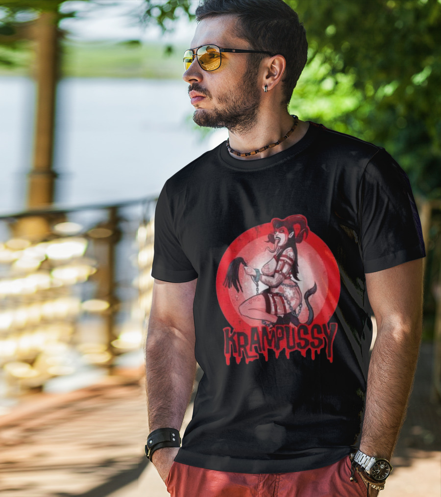 Krampussy Demon Woman With Whip And Chains T-Shirt