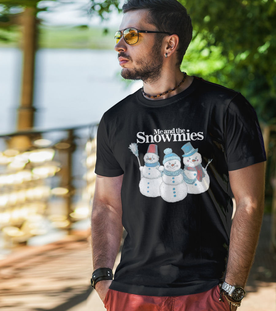 Me And The Snowmies Christmas Trio With Brooms And Hats T-Shirt