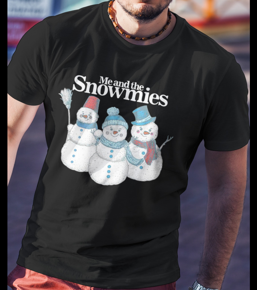 Me And The Snowmies Christmas Trio With Brooms And Hats T-Shirt