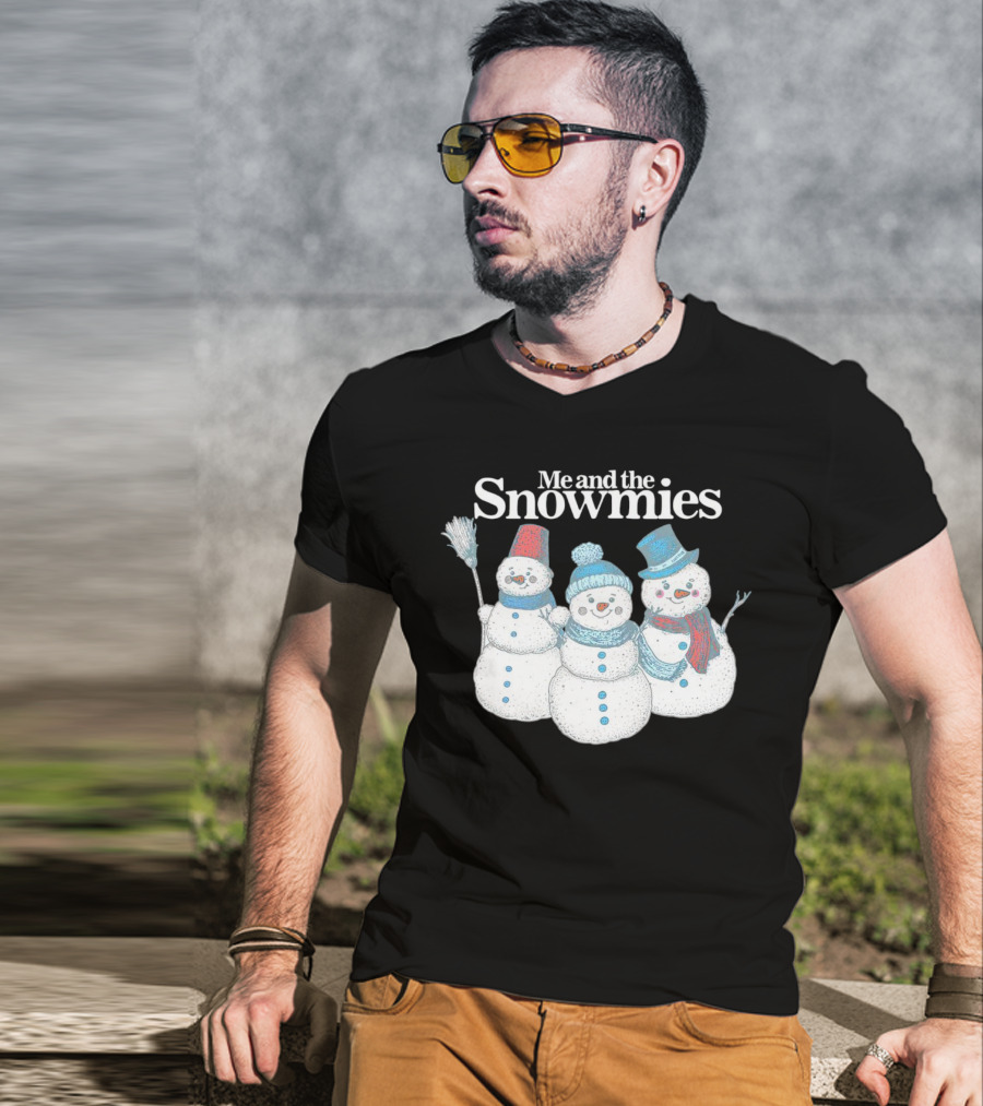 Me And The Snowmies Christmas Trio With Brooms And Hats T-Shirt