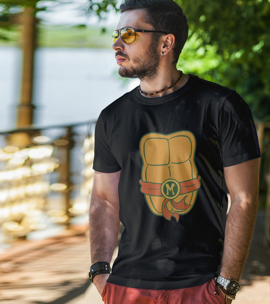 Michelangelo Turtle Shell Chest Ninja Belt M T-Shirt