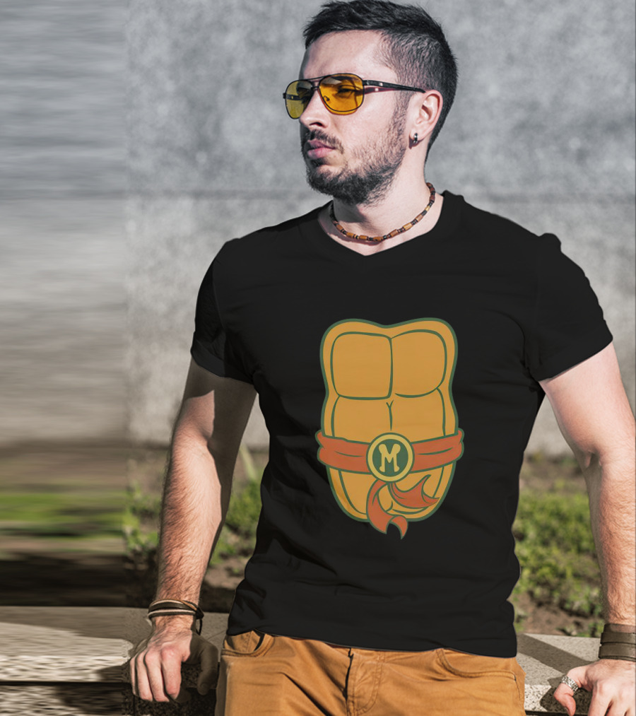 Michelangelo Turtle Shell Chest Ninja Belt M T-Shirt