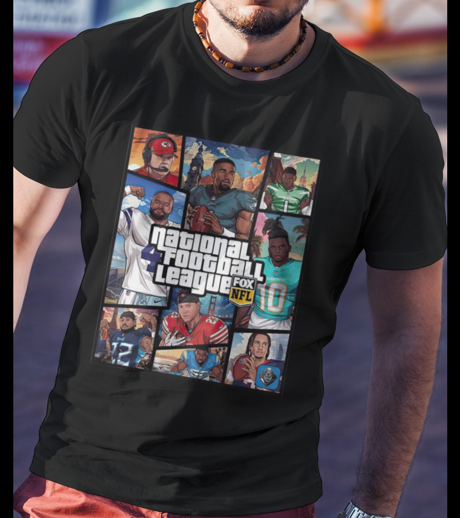 National Football League NFL Teams Players Fox Sports Grand Theft Auto T-Shirt