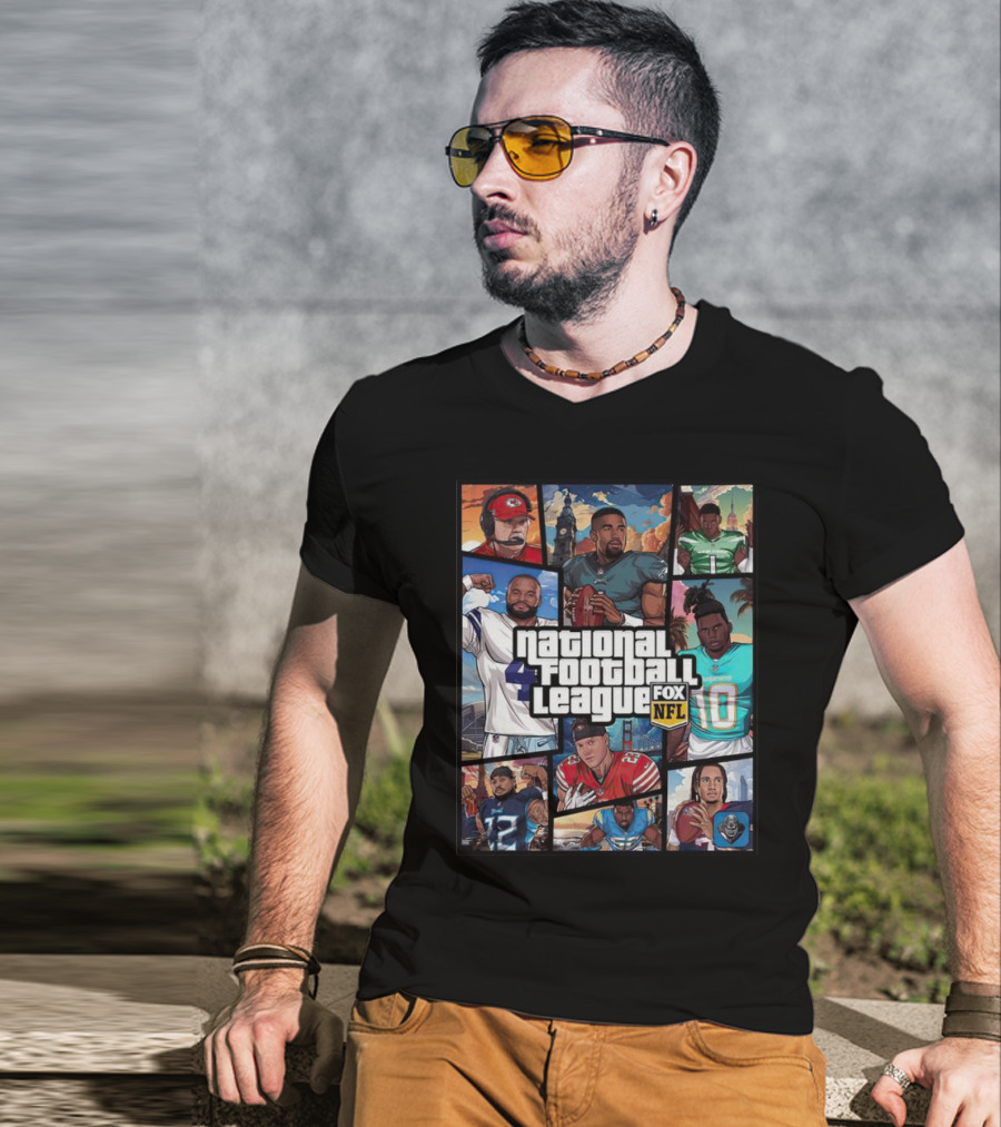 National Football League NFL Teams Players Fox Sports Grand Theft Auto T-Shirt