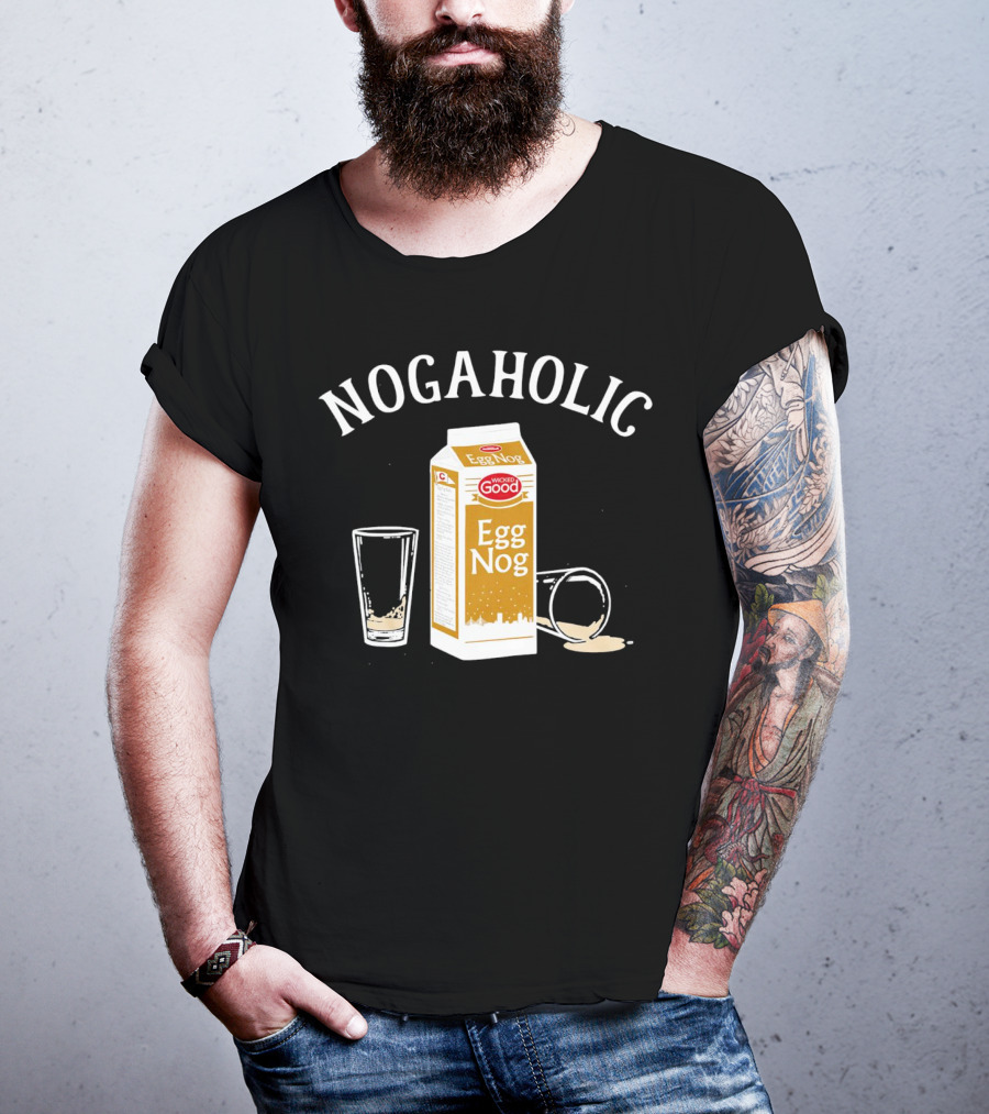 Nogaholic Wicked Good Egg Nog Carton And Glasses T-Shirt