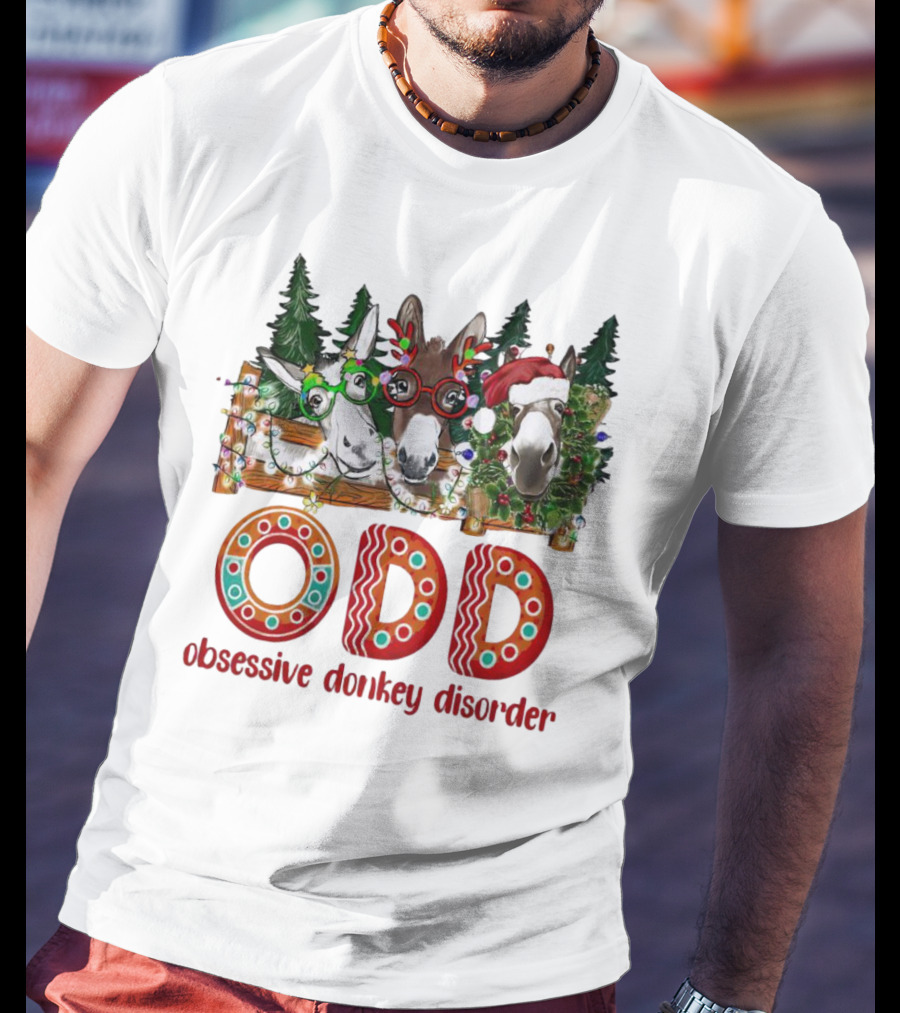 ODD Obsessive Donkey Disorder Christmas Holiday Donkeys With Festive Decorations T-Shirt