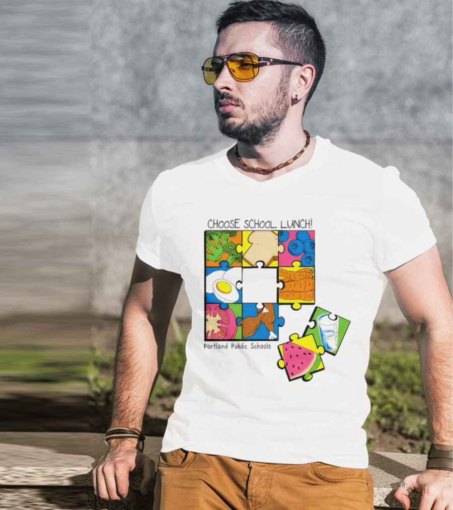 Choose School Lunch Puzzle Portland Public Schools Food Elements T-Shirt