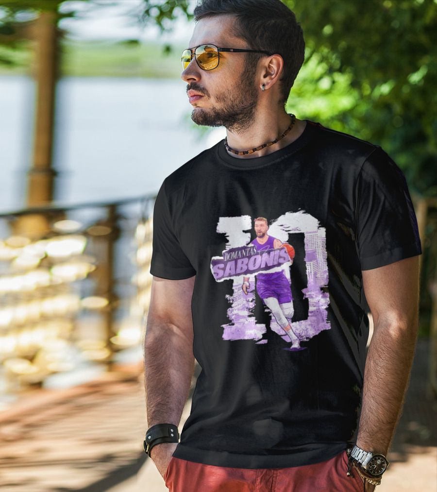 Domantas Sabonis Sacramento Basketball Purple T-Shirt