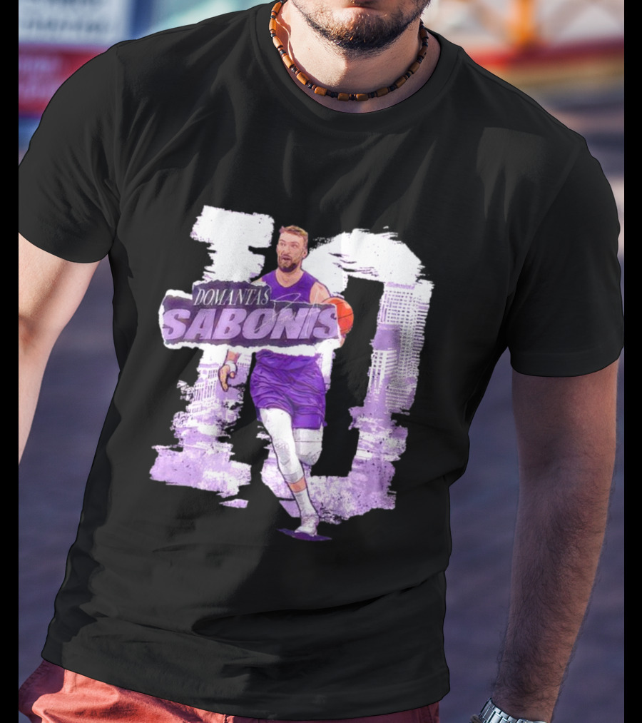 Domantas Sabonis Sacramento Basketball Purple T-Shirt