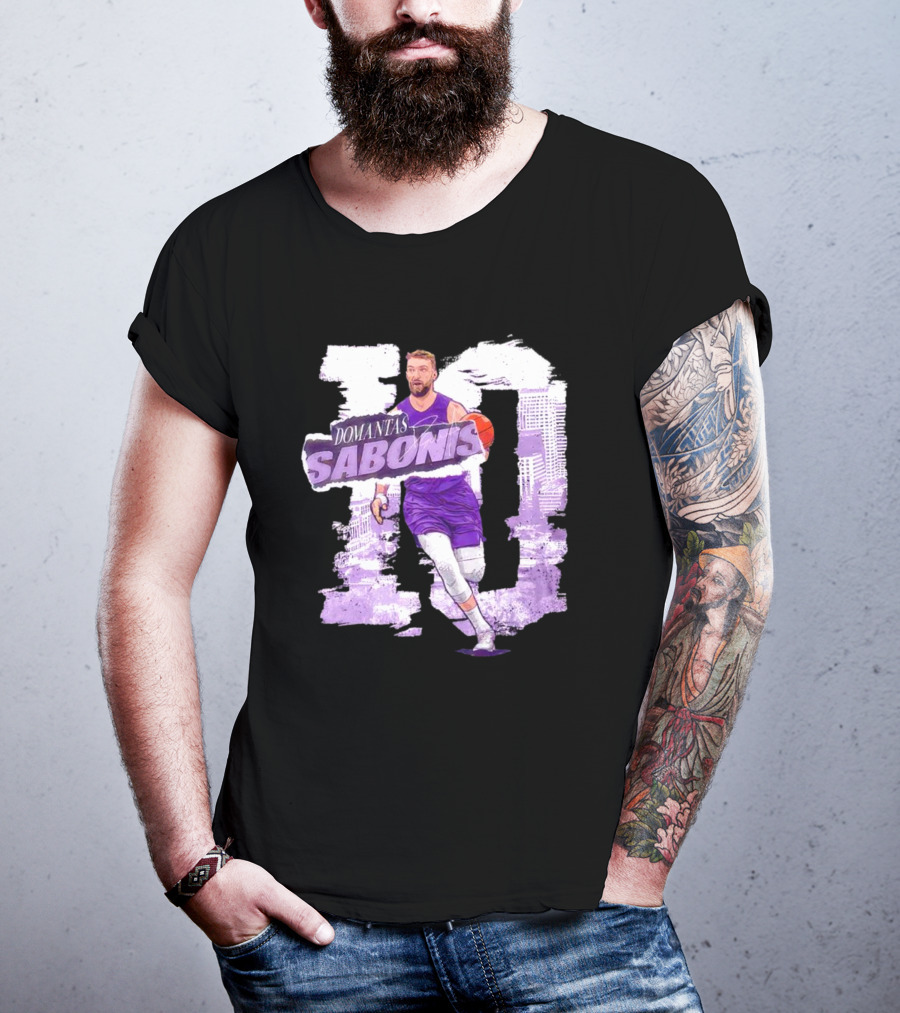 Domantas Sabonis Sacramento Basketball Purple T-Shirt