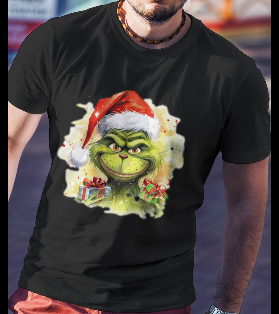 Santa Grinch Watercolor Christmas Gift Boxes T-Shirt