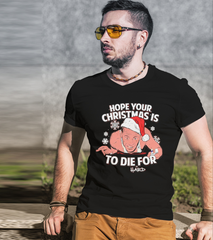 Hope Your Christmas Is To Die Hard Snowflakes Santa Hat Candle T-Shirt