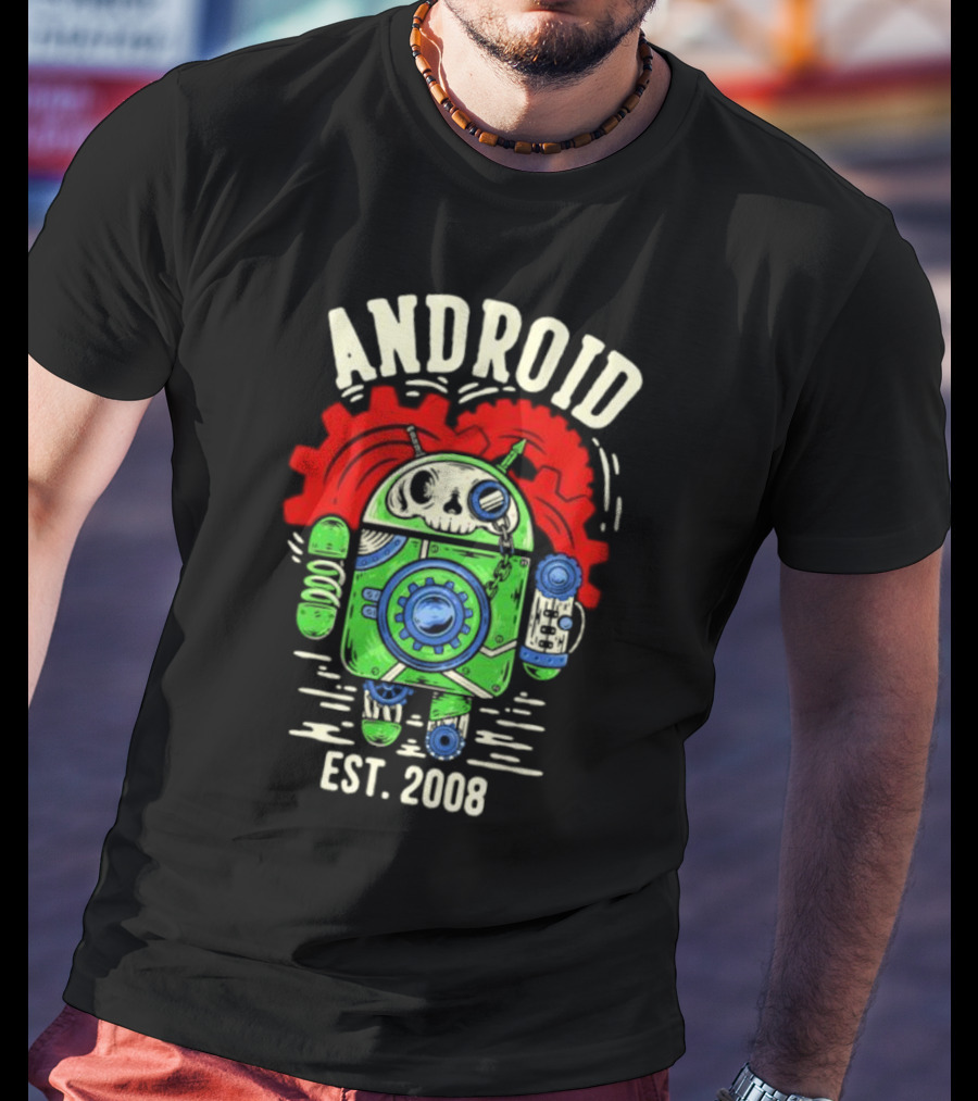Android Steampunk Robot Skull Gear EST. 2008 T-Shirt