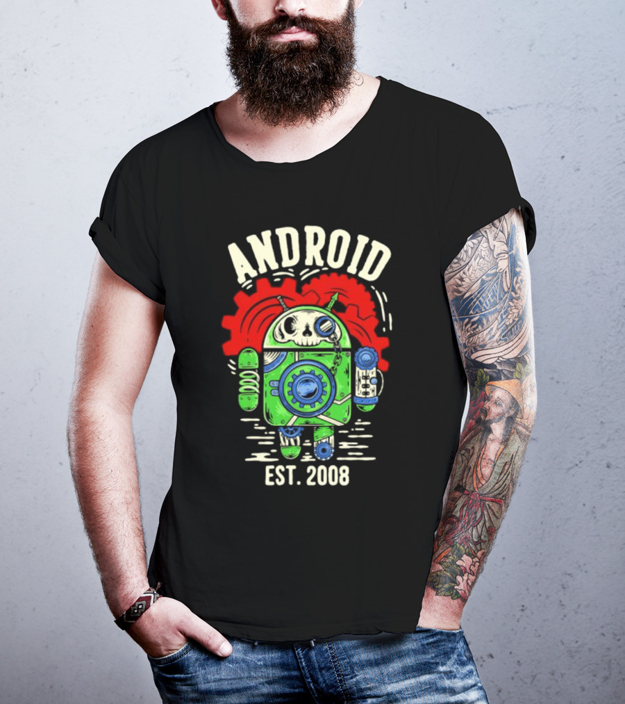Android Steampunk Robot Skull Gear EST. 2008 T-Shirt