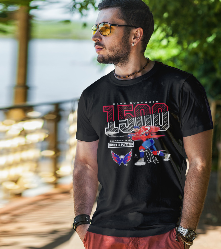 Alex Ovechkin 1500 Career NHL Points Washington Capitals Hockey Achievement T-Shirt