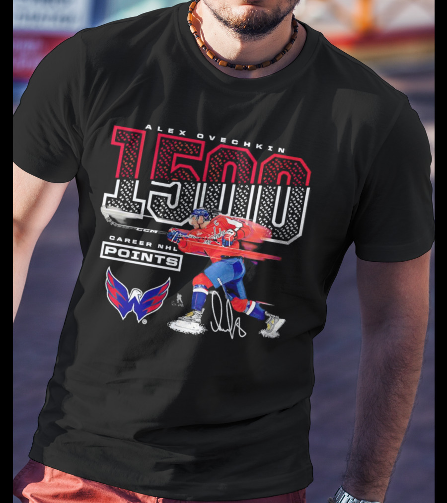 Alex Ovechkin 1500 Career NHL Points Washington Capitals Hockey Achievement T-Shirt