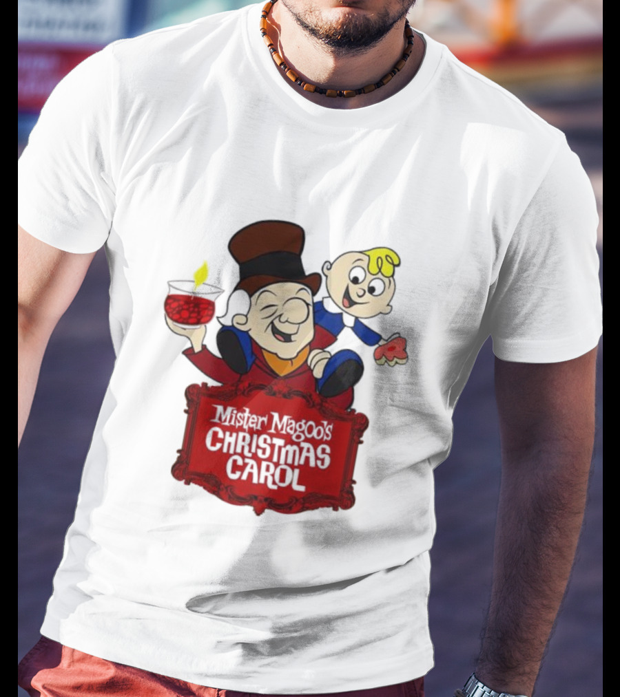 Mister Magoo's Christmas Carol Cartoon Illustration With Festive Characters T-Shirt