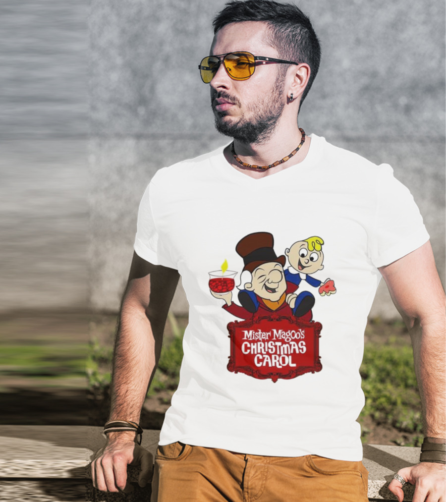 Mister Magoo's Christmas Carol Cartoon Illustration With Festive Characters T-Shirt