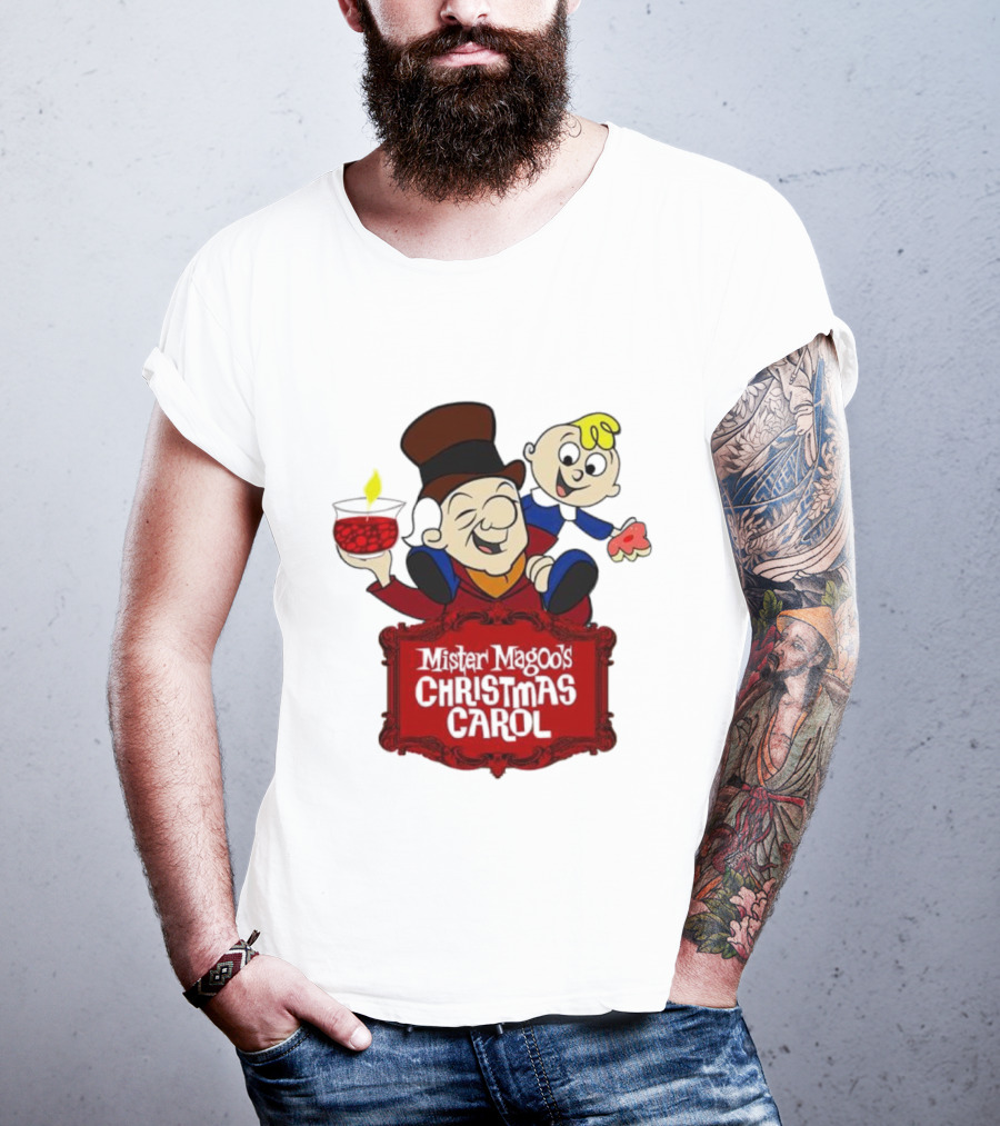 Mister Magoo's Christmas Carol Cartoon Illustration With Festive Characters T-Shirt