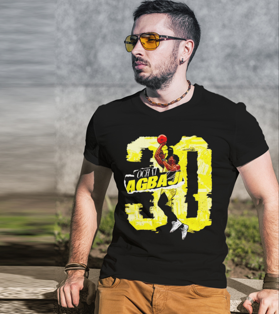 Ochai Agbaji 30 Utah Rough Basketball Dunk WHT Football T-Shirt