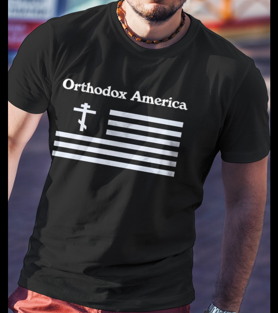 Orthodox America Flag Cross Patriotic Reflection T-Shirt