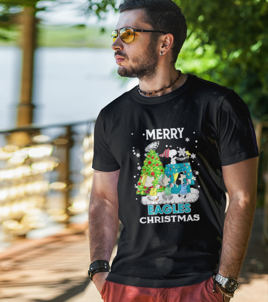 Merry Peanuts Eagles Christmas Holiday T-Shirt