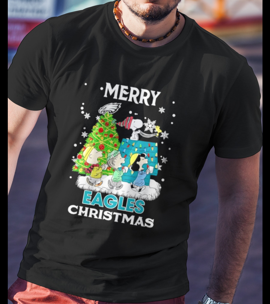 Merry Peanuts Eagles Christmas Holiday T-Shirt