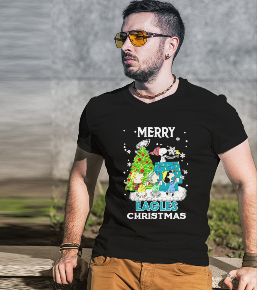 Merry Peanuts Eagles Christmas Holiday T-Shirt