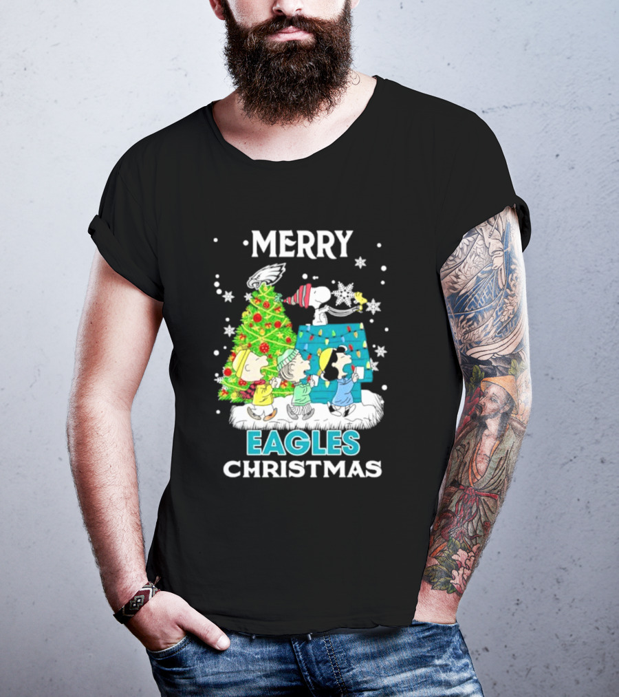 Merry Peanuts Eagles Christmas Holiday T-Shirt