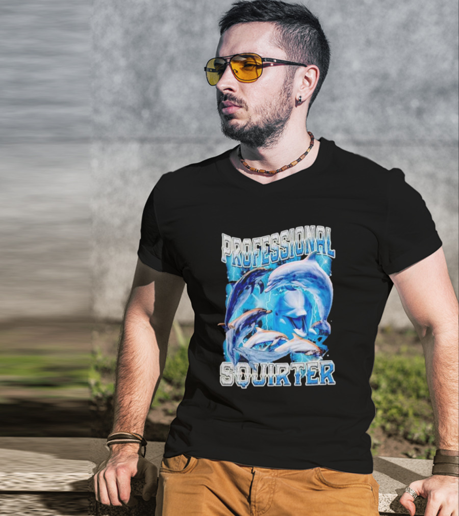 Professional Squirter Vintage Dolphins Retro Blue T-Shirt