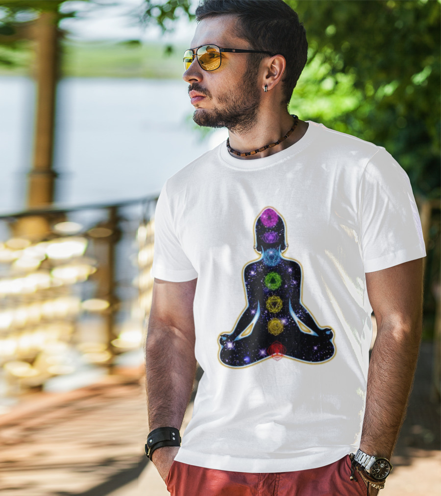 Rainbow Chakras Galaxy Meditation Christmas T-Shirt