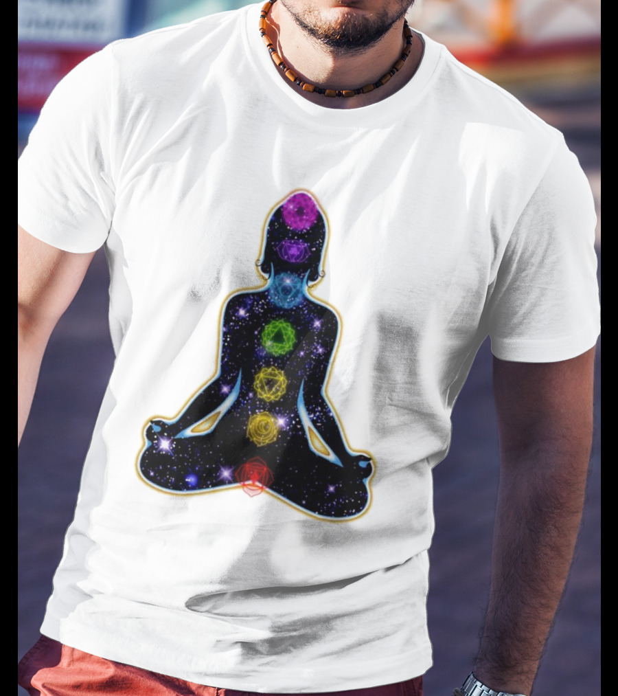 Rainbow Chakras Galaxy Meditation Christmas T-Shirt