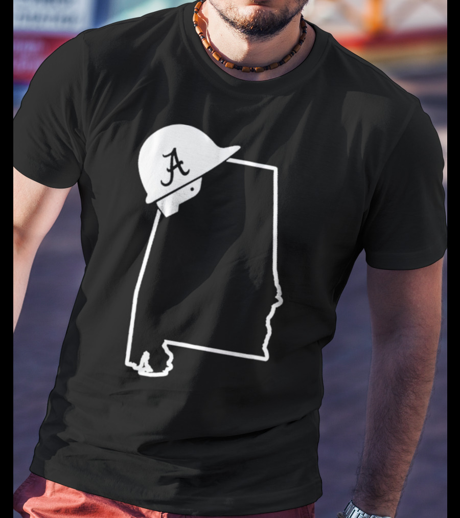 Alabama State Outline With A Logo Helmet Design New T-Shirt