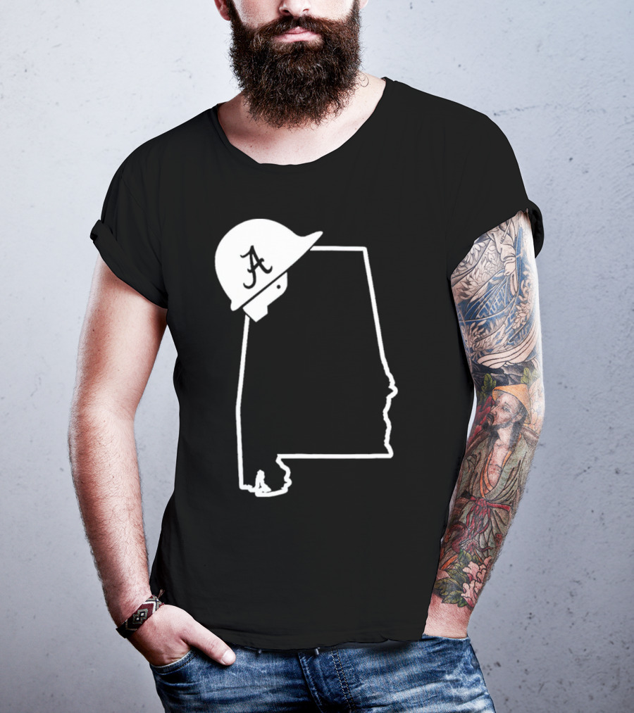 Alabama State Outline With A Logo Helmet Design New T-Shirt