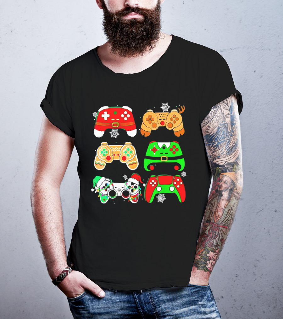 Santa Elf Gaming Controllers Christmas Gamer Holiday T-Shirt