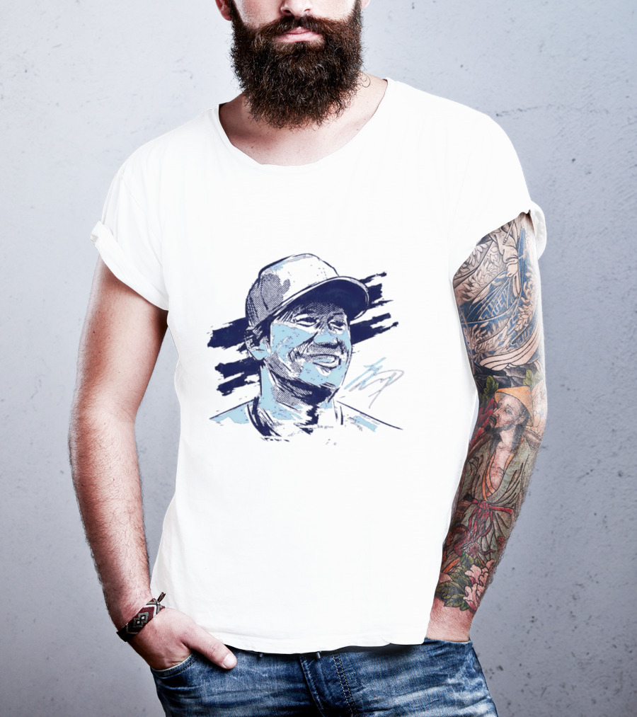 Shohei Ohtani Sketch Portrait Blue Brushstroke T-Shirt