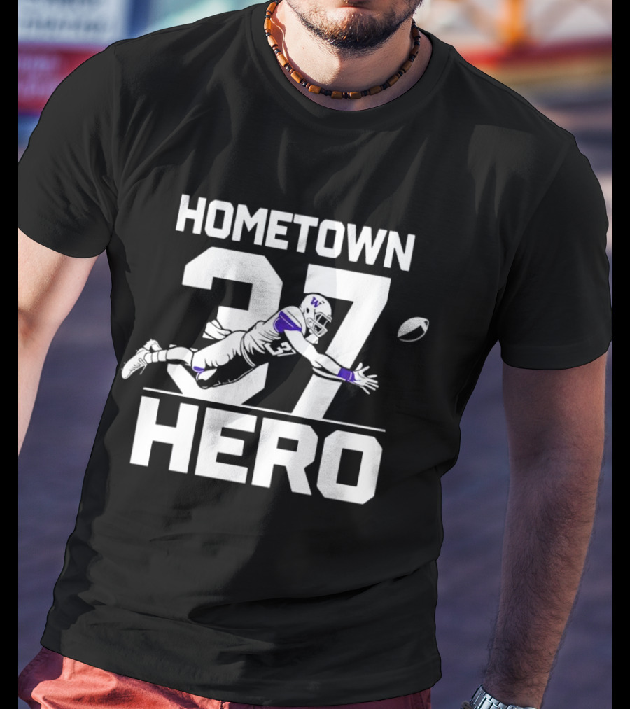 Washington Huskies Hometown Hero 37 Football Icon Jack Westover T-Shirt