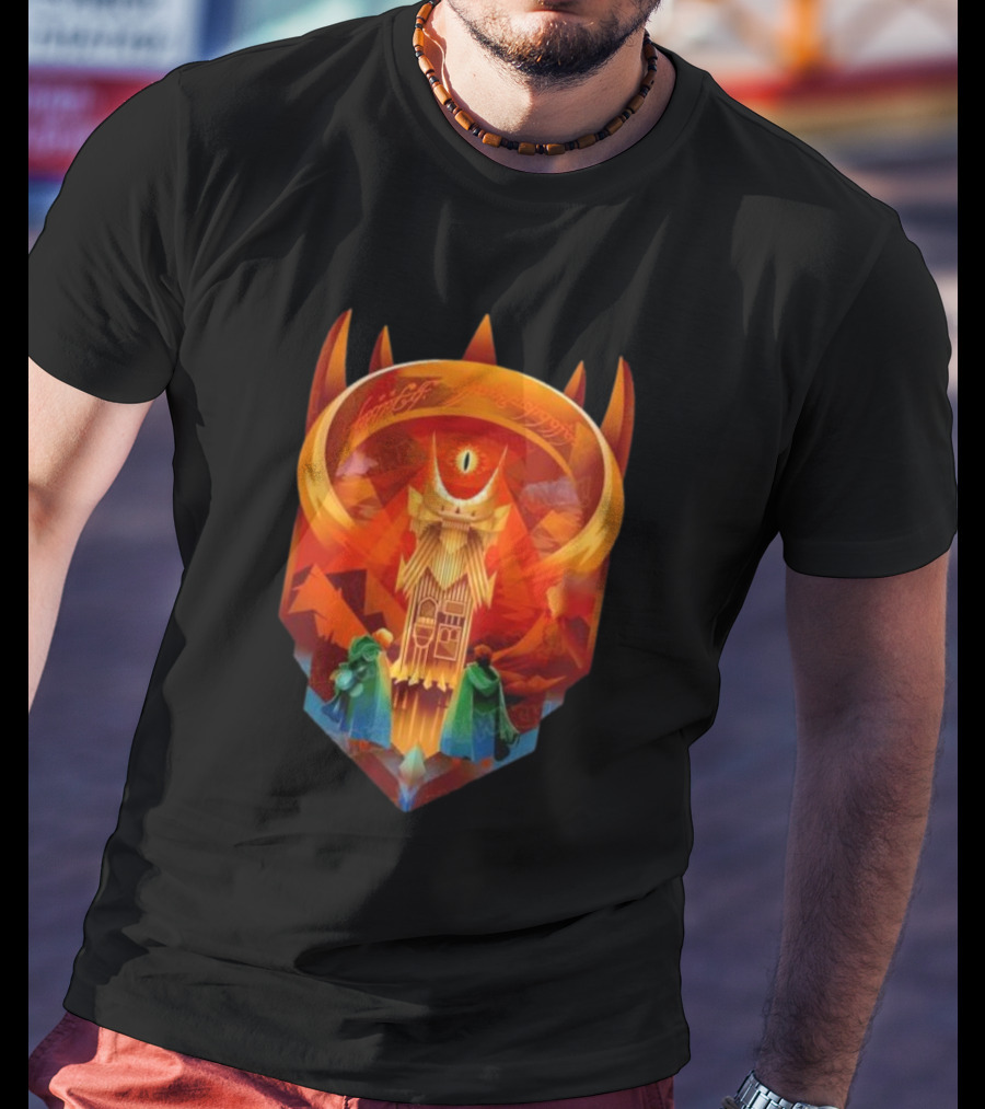 The Dark Fortress Of Mordor - Art Deco Eye Of Sauron Adventure T-Shirt