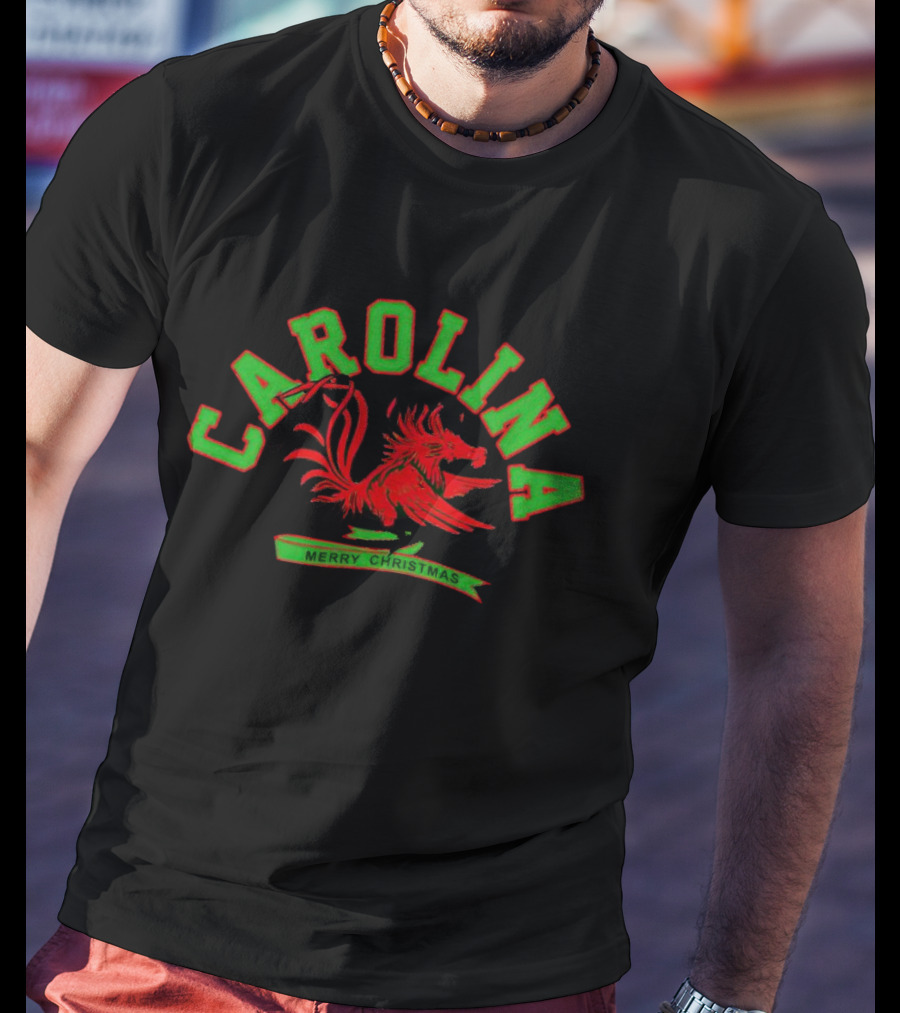 Carolina Merry Christmas Rooster Red Green T-Shirt