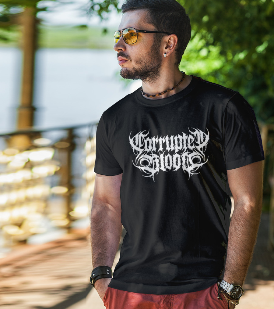 Corrupted Blood Tattoo Style Lettering T-Shirt