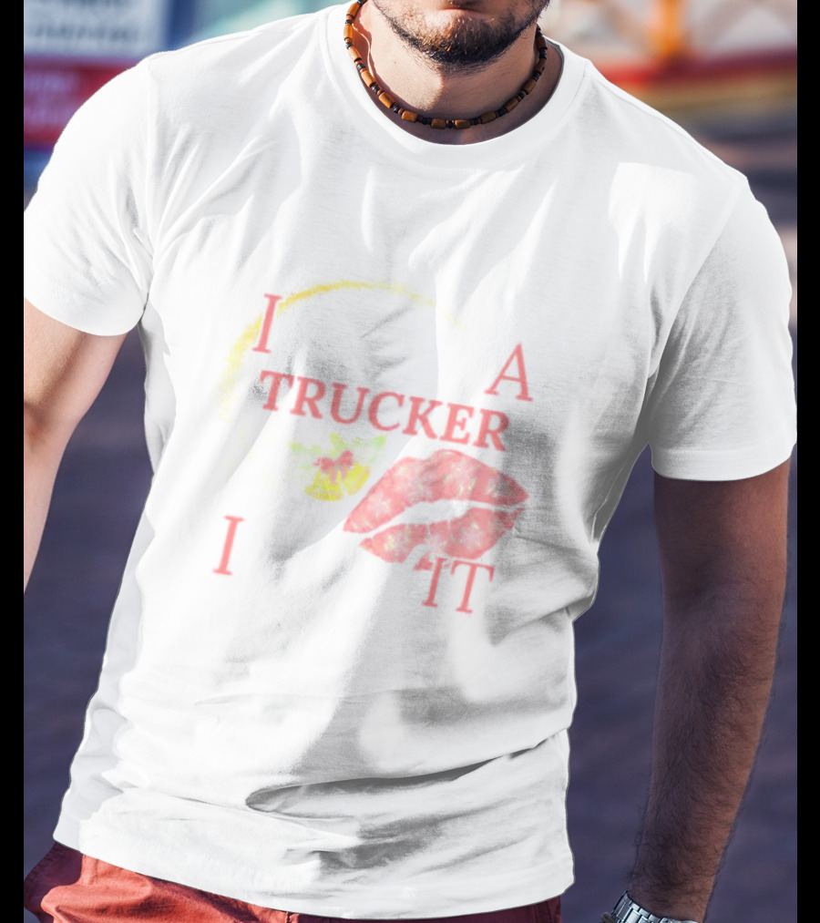 I Kissed A Trucker And I Liked It Christmas Snowflakes Holly Lips T-Shirt