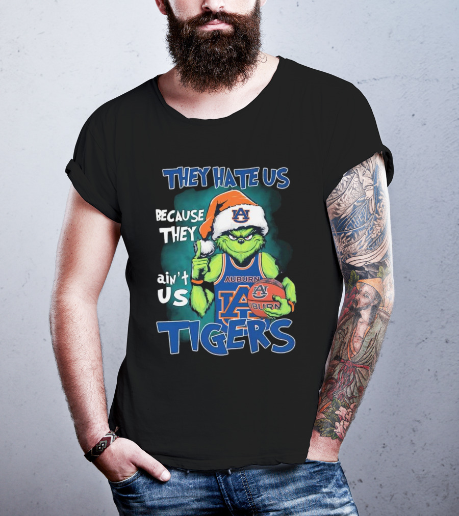 Auburn Tigers Grinch They Hate Us Because They Ain’t Us Santa Hat Basketball T-Shirt