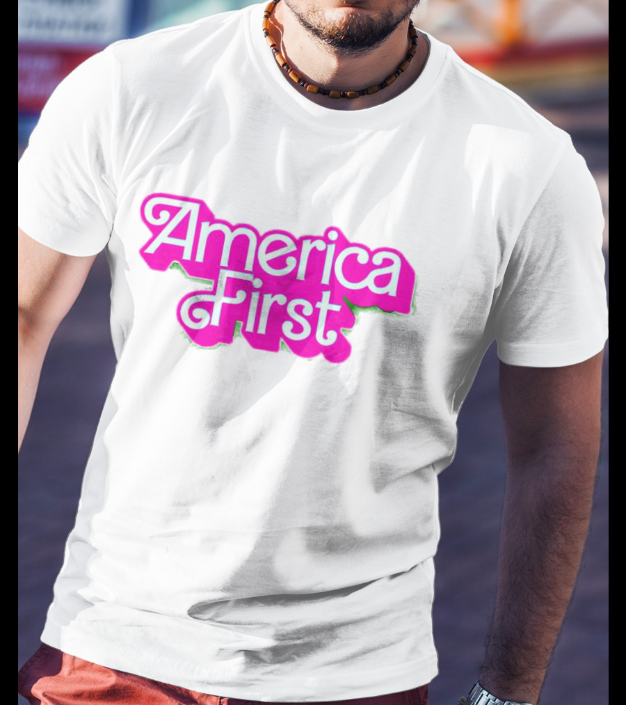 America First Barbie Style Pink Font T-Shirt