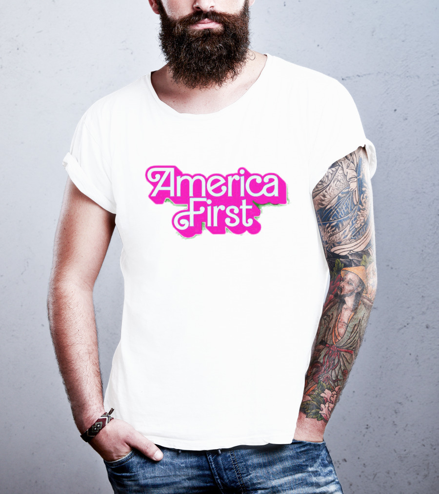 America First Barbie Style Pink Font T-Shirt