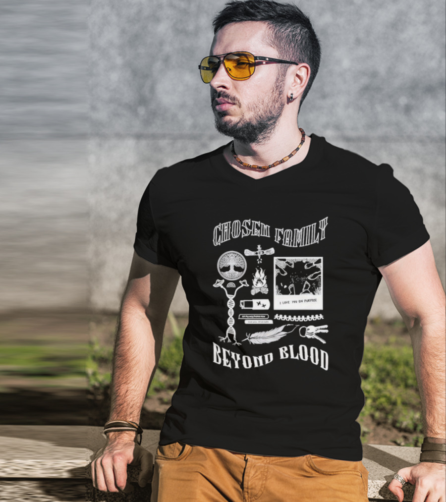 Chosen Family Beyond Blood I Love You On Purpose Tree Fire Feather Keys T-Shirt